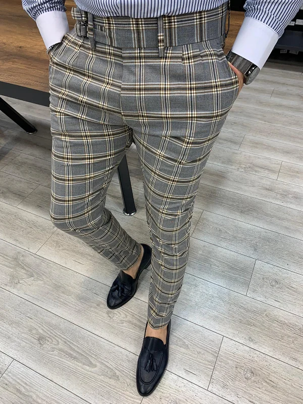 Luxury Comfort Ferrar Modern Gray Plaid Pants