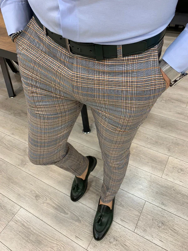 Urban Comfort Ferrar Single Light Brown Plaid Pants