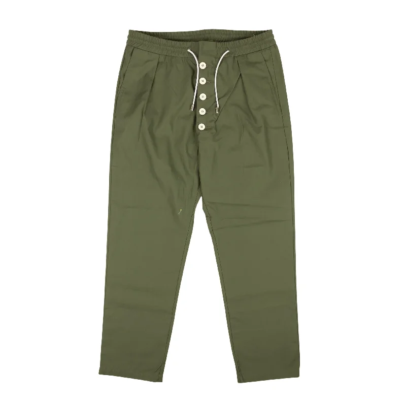 Green Drawstring Button Pants