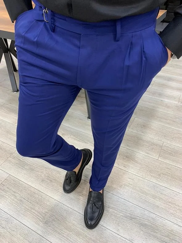 Comfortable Shirts Lendfield Sax Double Buckle Slim Pants