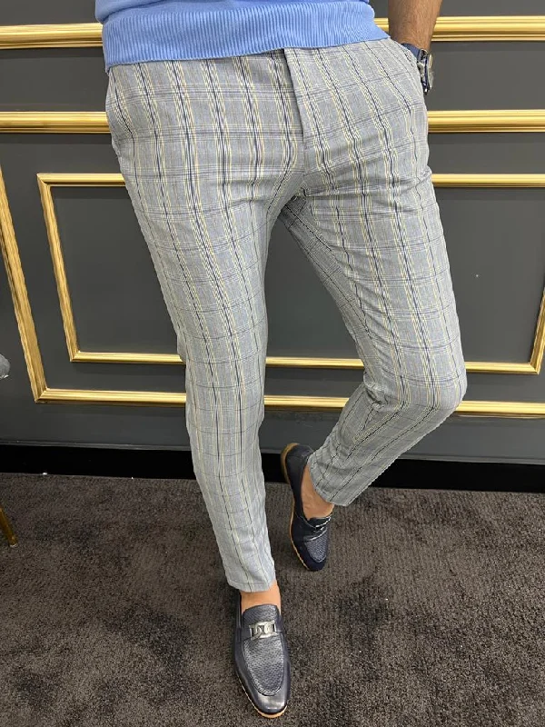 Soft Fabrics Bojoni Uluwatu Slim Fit Blue Striped Trouser