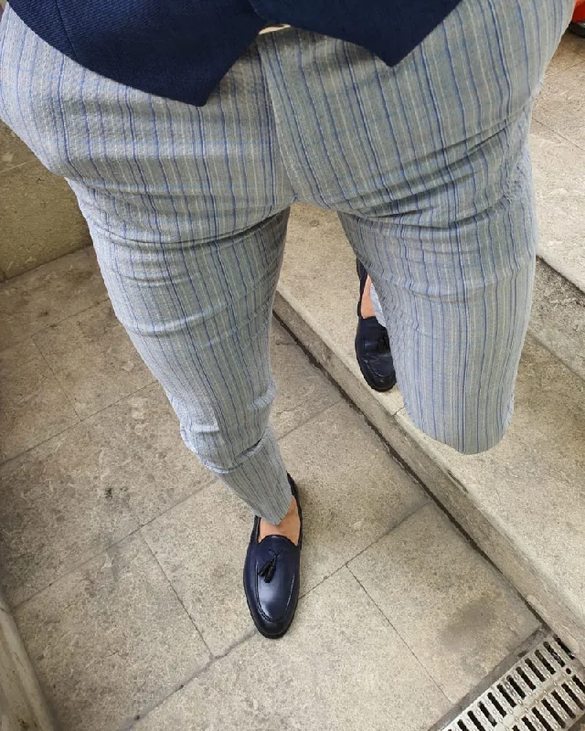Urban Gear Lumas Bellingham Gray Slim Fit Pinstripe Pants