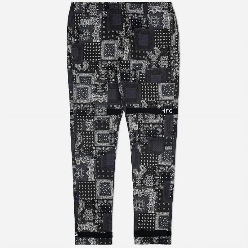 Men's Strapped Up Utility Paisley Pants In Black/white