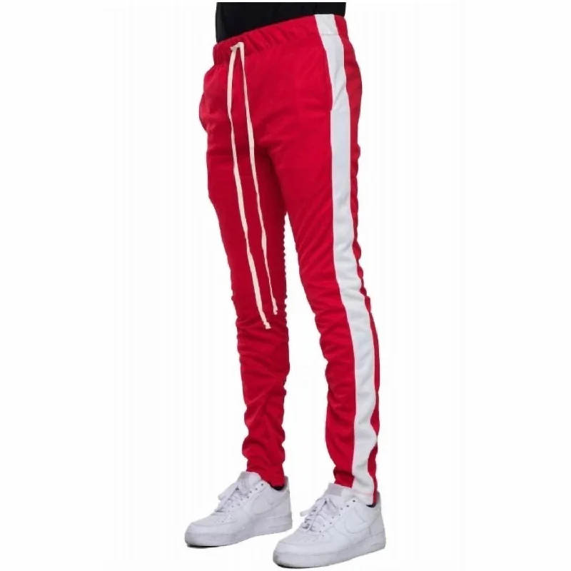 Casual Comfort Men's Track Pant In Red/white