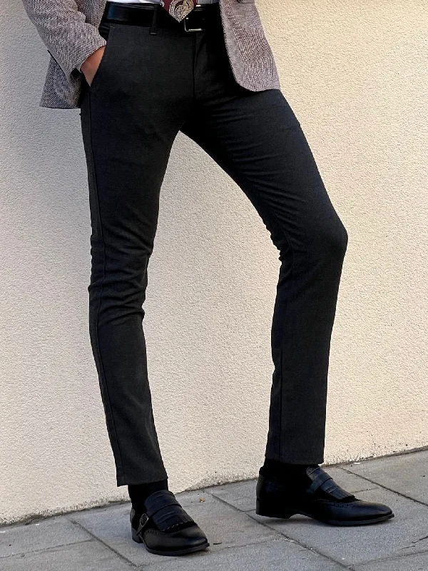 Trendy Apparel Bojoni Astoria Slim Fit High Quality Gray Patterned Anthracite Pants