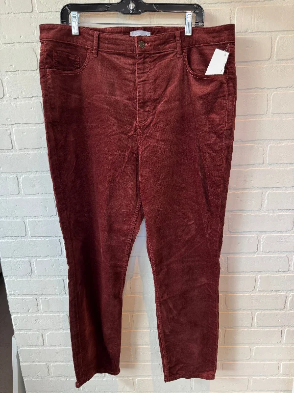 Relaxed Wardrobe Pants Corduroy By Loft In Red, Size: 18