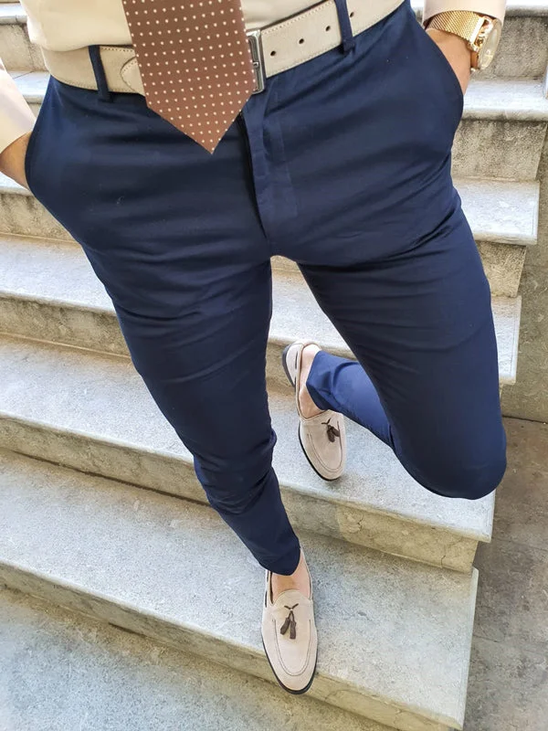 Timeless Style Shelton Navy Blue Slim Fit Pants