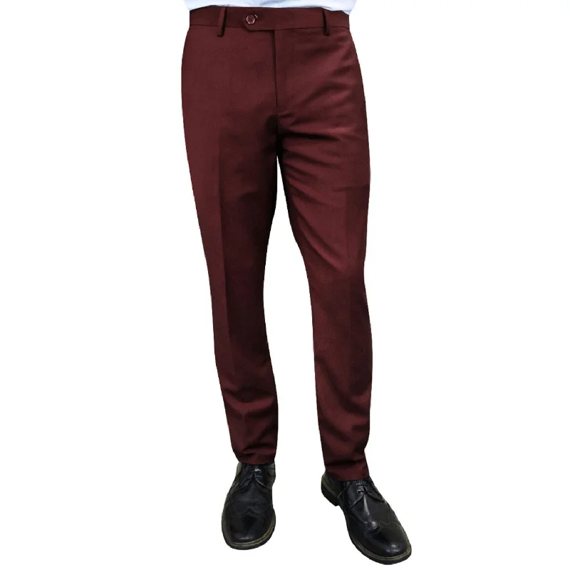 Classic Jackets Stylara Collection: Burgundy Slim Fit Flat Front Pants
