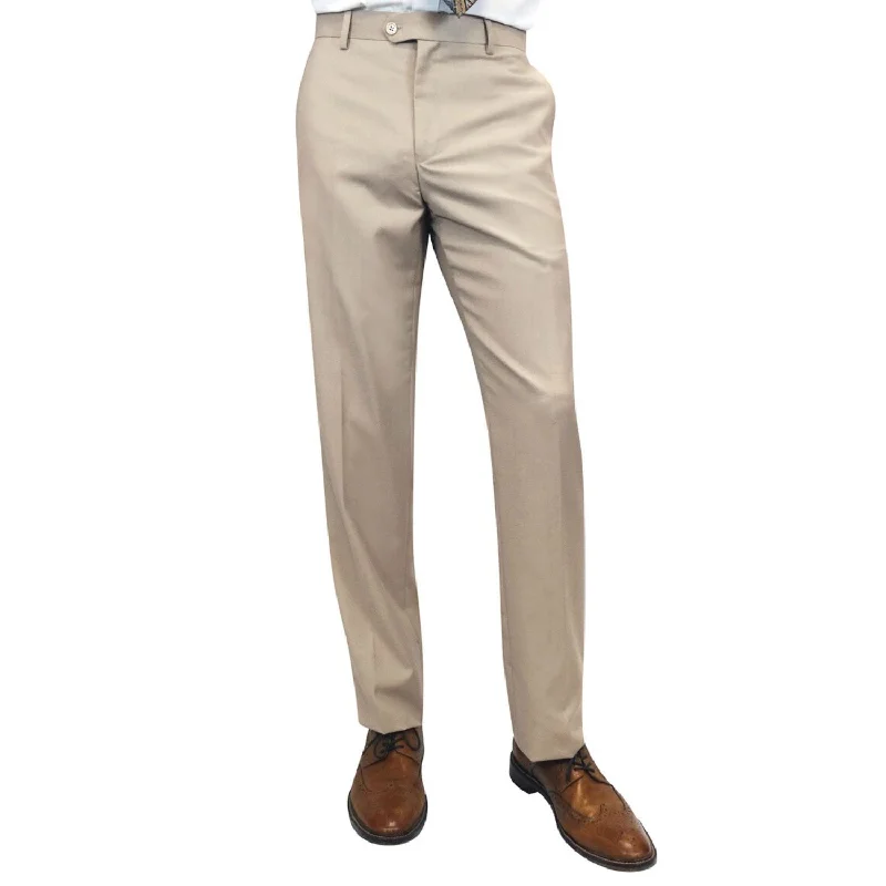 Effortless Style Stylara Collection: Tan Slim Fit Flat Front Pants