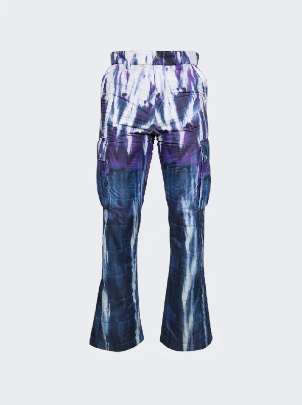 Sporty Look Tie Dye Quilted Cargo Flare Pant