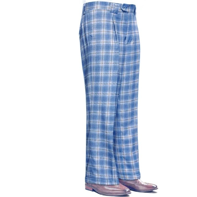 Comfy Apparel Titania Collection: Blue Plaid Wide-Leg Pants