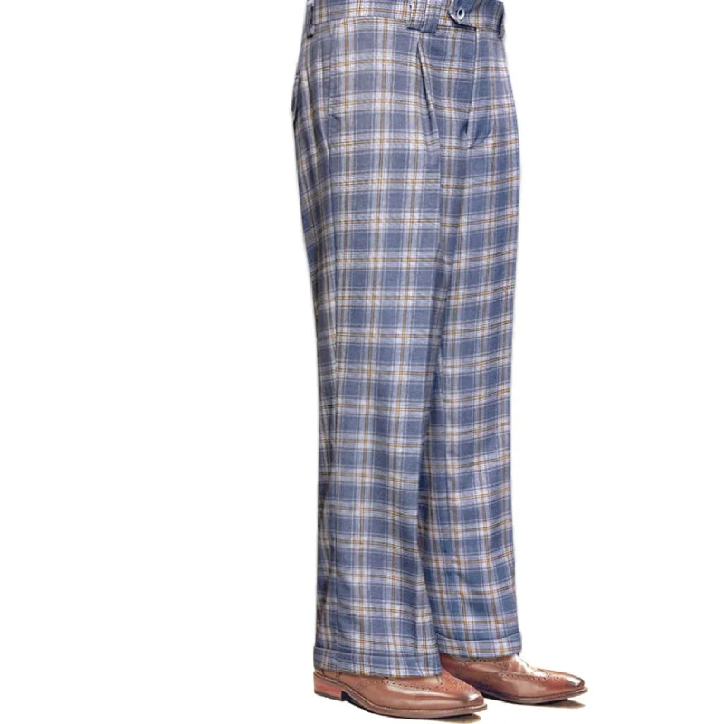 Sporty Look Titania Collection: Grey Plaid Wide-Leg Pants
