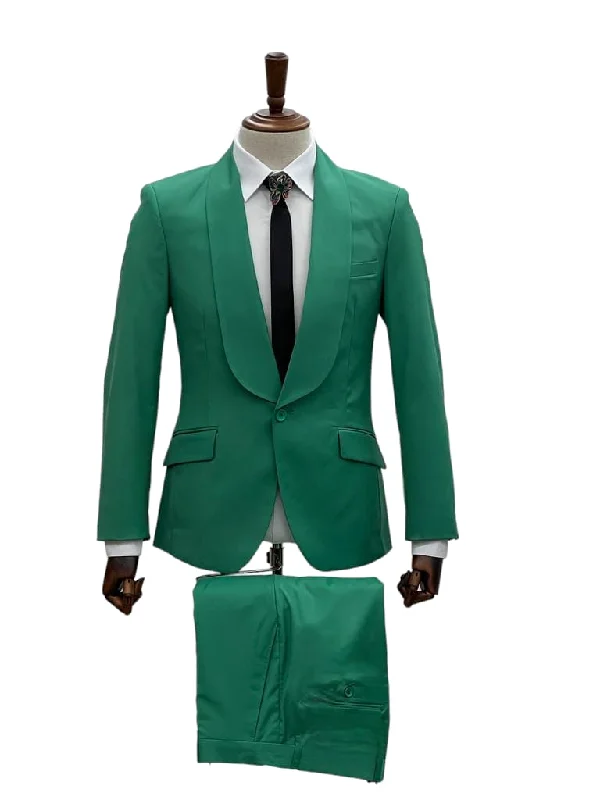 Relaxed Denim 1 Button Slim Fit Suit FF1S-TRS Green