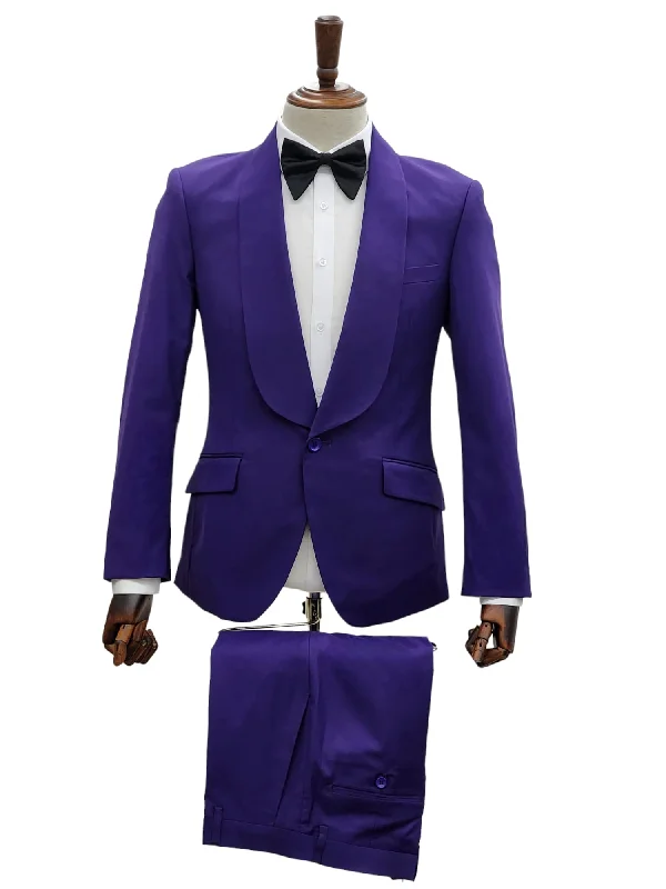 Laid-Back Wear 1 Button Slim Fit Suit FF1S-TRS Purple