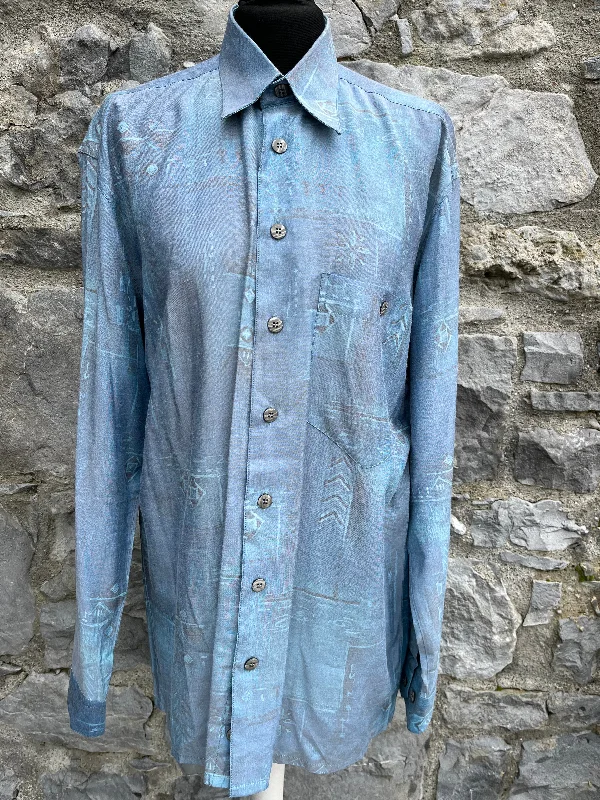 Comfortable Style 80s blue shirt Small