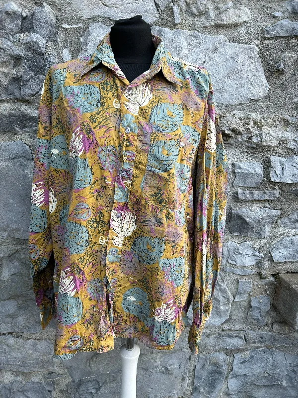 Everyday Comfort 80s leaves mustard shirt Medium