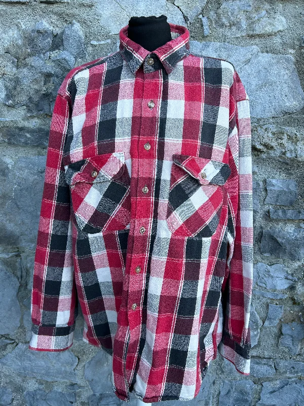 90d red&black check flannel shirt Large