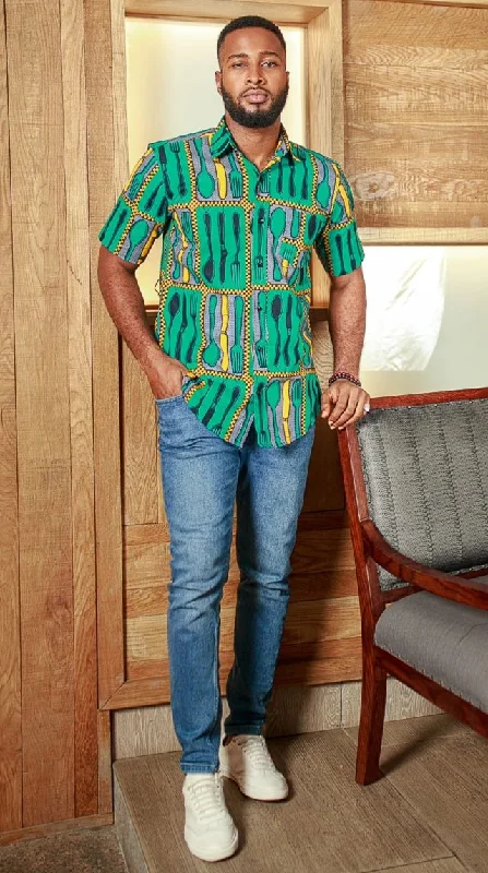Basic Fashion AFRICAN ANKARA KAYIN SHORT SLEEVE SHIRT