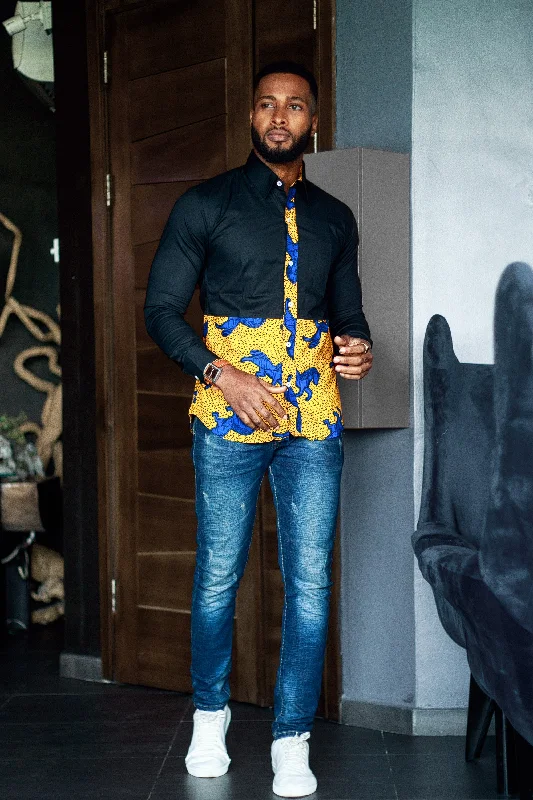 Laid-Back Wear AFRICAN PRINT MEN'S HAMISI LONG SLEEVE SHIRT