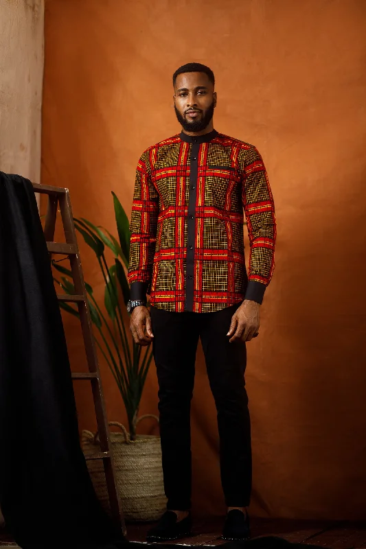 Essential Wardrobe BARKE LONG SLEEVE AFRICAN PRINT SHIRT