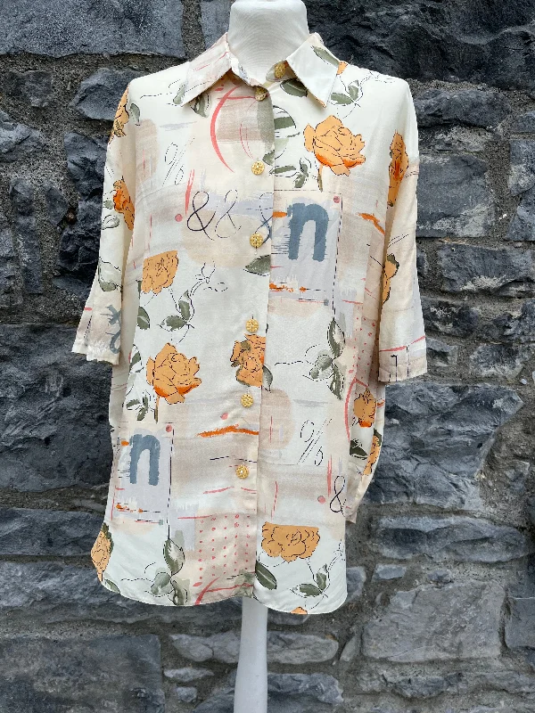 Premium Fabric Beige roses shirt M/L
