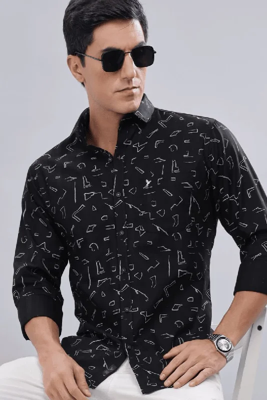 Stylish Apparel Black Angle Print -Full-Stain Proof