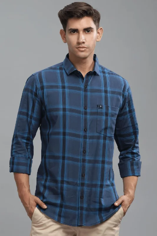 Navy & Blue Box Checks - Full-Stain Proof