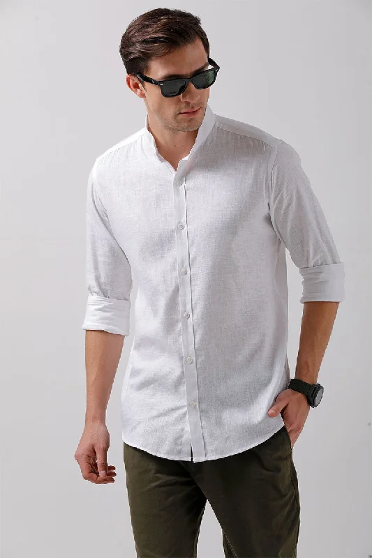 Stylish Comfort White Cotton linen - Chinese Collar-Full-Stain Proof
