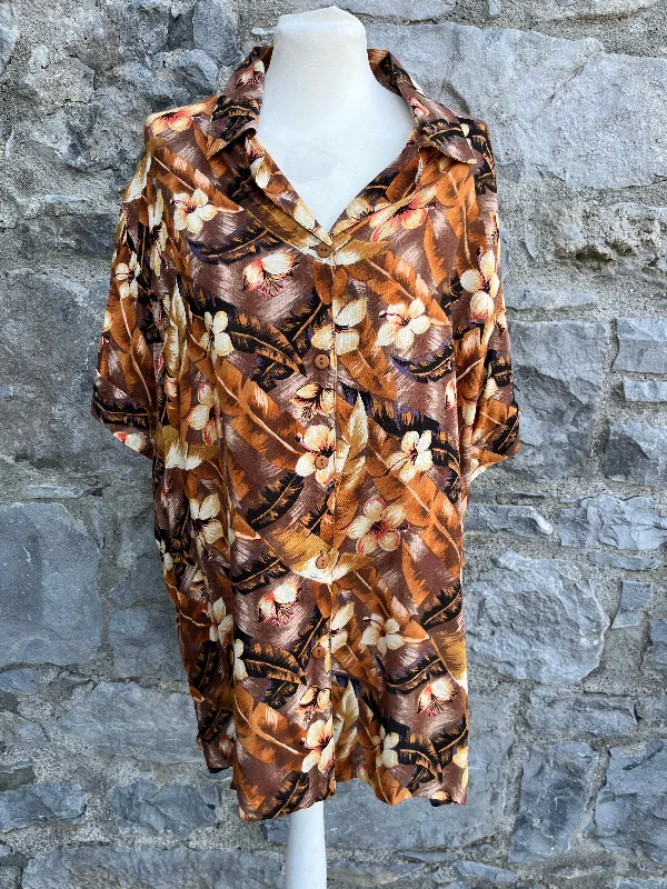 Classic Casual Brown floral shirt XL