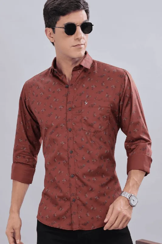 Essential Wardrobe Brown Flower Print -Full-Stain Proof