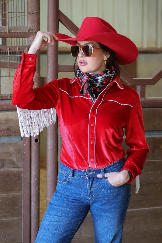 Comfy Jackets CALGARY VELVET FRINGE PERFORMANCE SHIRT (ADULT)