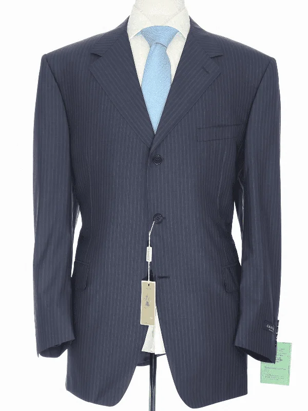 Easy Fashion Canali Mens 48R Drop 7 Navy Blue Striped 100% Wool Three Button 2 Piece Suit