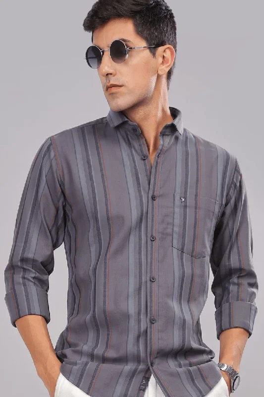 Soft Layers Charcoal Grey Stripes - Full-Stain Proof