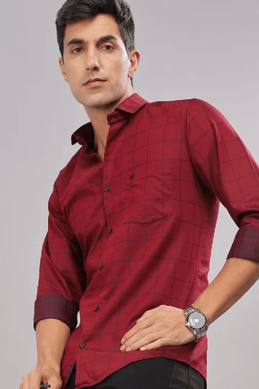 Casual Jackets Cherry Red Box Checks - Full-Stain Proof
