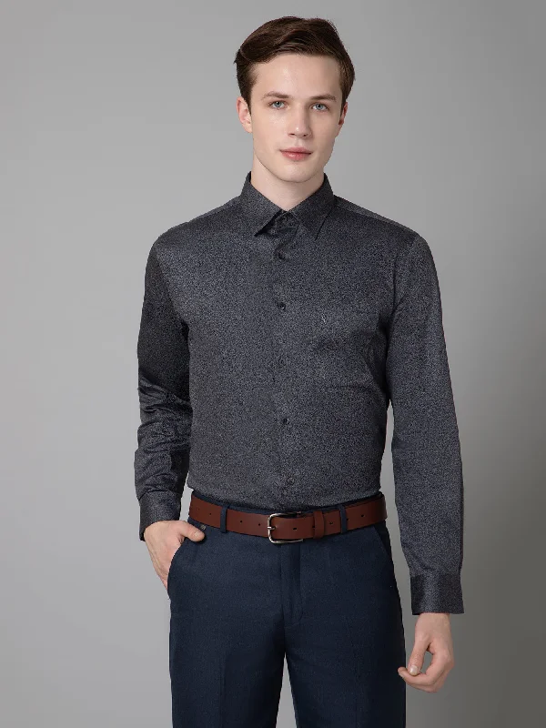 Smart Wear Men's Black Party Floral Print Full Sleeve Shirt