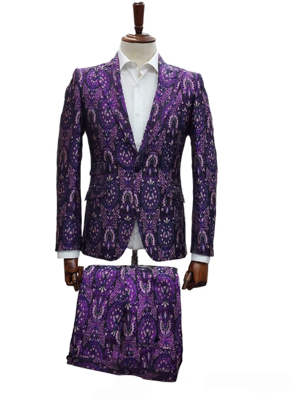 Giovanni Testi 1 Button Slim Fit suit GT1P-K4735 PURPLE