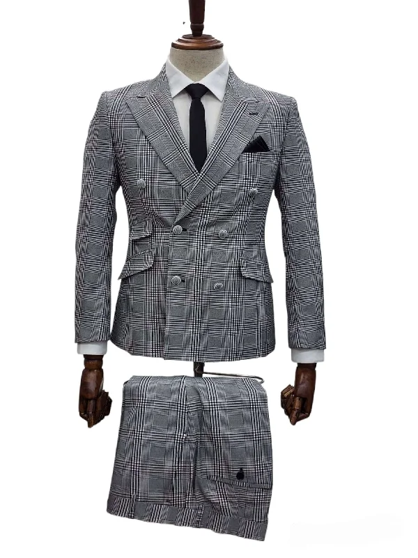 Modern Backpacks Giovanni Testi Slim Fit Double Breasted Suit GT6DB-1251 Black/WHITE/PLAID Modern Backpacks Giovanni Testi Slim Fit Double Breasted Suit GT6DB-1251 Black/WHITE/PLAID