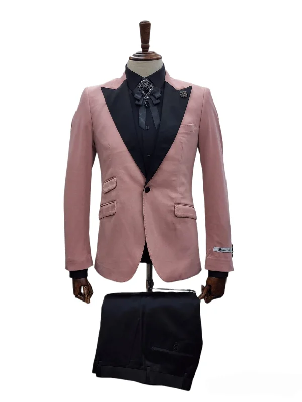 Simple Outfits Giovanni Testi 1 Button Slim Fit Stretch Velvet Tuxedo GTX1P-1925 PINK Simple Outfits Giovanni Testi 1 Button Slim Fit Stretch Velvet Tuxedo GTX1P-1925 PINK