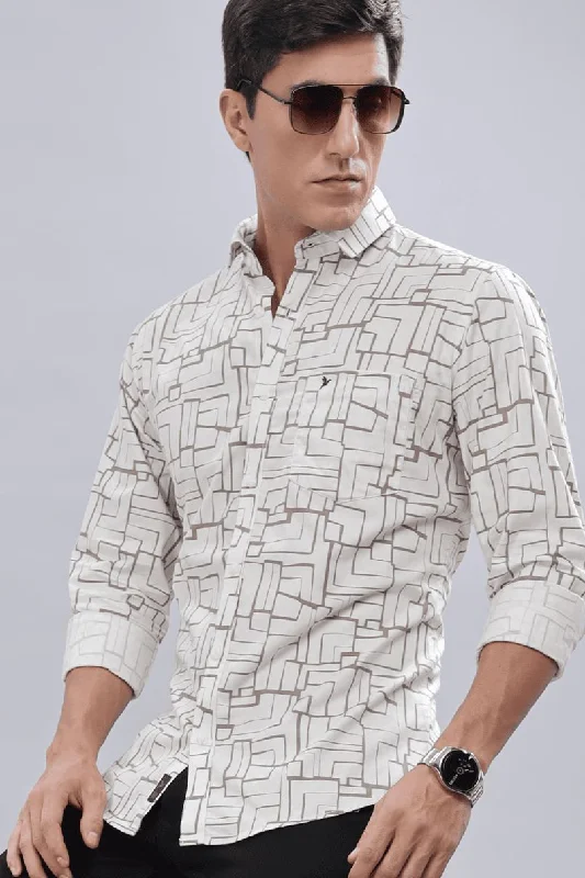 Trendy Apparel Cream & Brown Maze Print -Full-Stain Proof