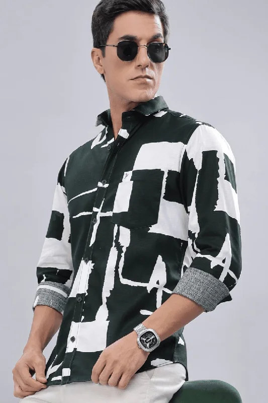 Everyday Wear Dark Green & White Print -Full-Stain Proof
