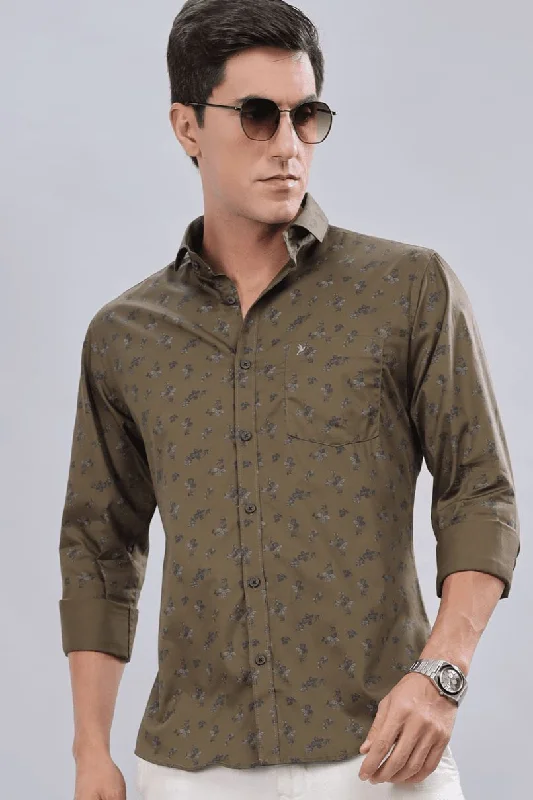 Everyday Essentials Dark Olive Flower Print -Full-Stain Proof