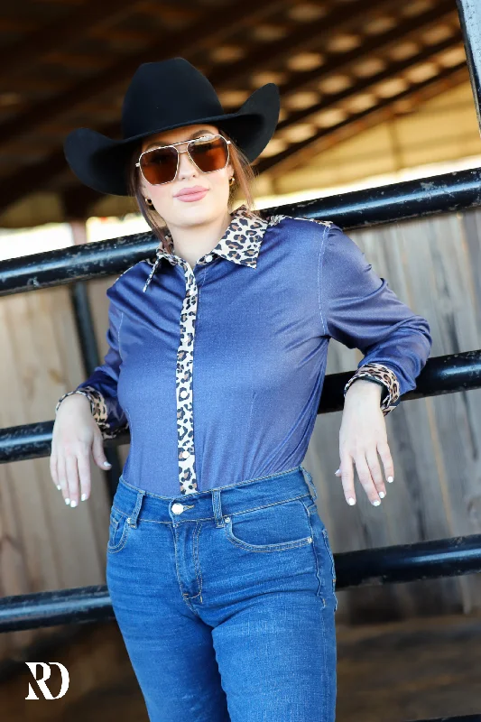Outdoor Wear DENIM & LEOPARD PERFORMANCE RODEO SHIRT (ADULT)