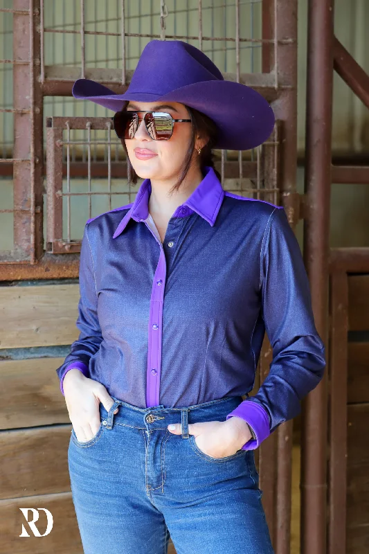 Effortless Style DENIM & PURPLE PERFORMANCE RODEO SHIRT (ADULT)