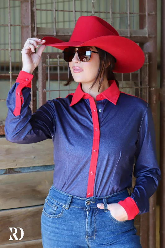 Simple Styles DENIM & RED PERFORMANCE RODEO SHIRT (ADULT)