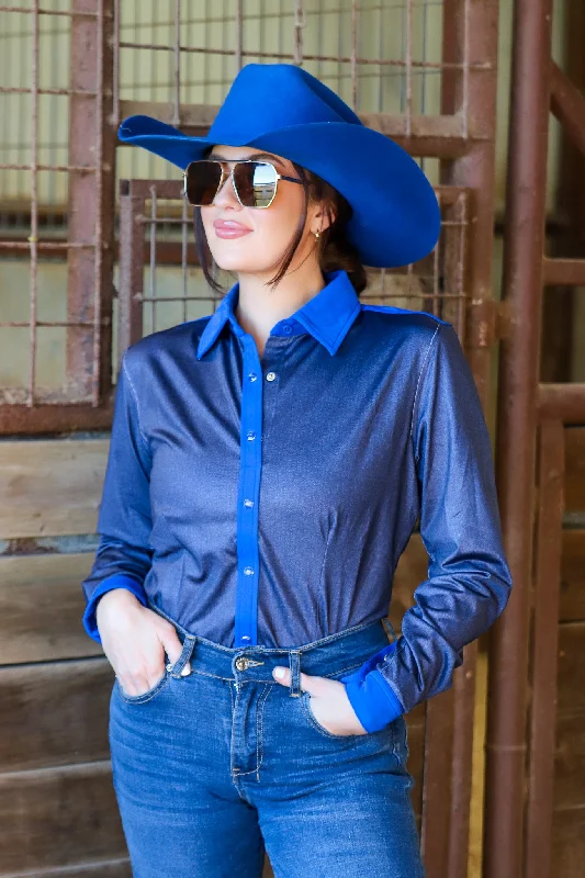 Comfy Apparel DENIM & ROYAL BLUE PERFORMANCE RODEO SHIRT (ADULT)