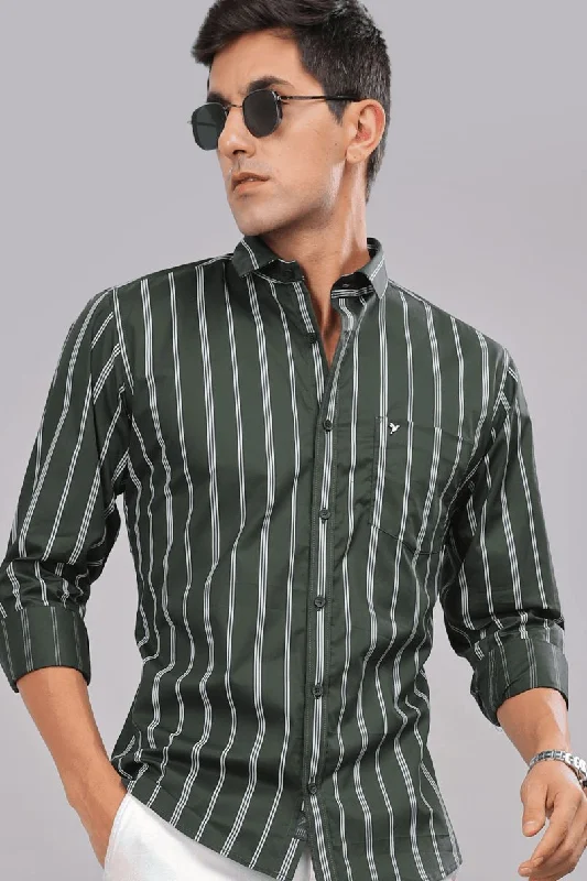 Laid-Back Style Forest Green Multi Line Stripes - Full-Stain Proof