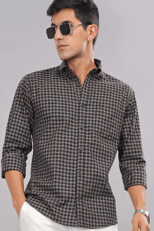 Functional Wear Grey & Black Mini Checks - Full-Stain Proof