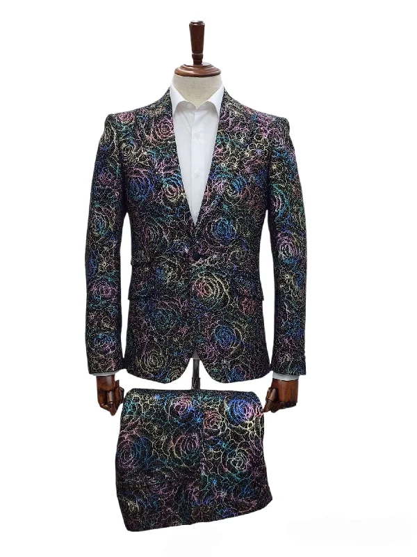 Retro Style Giovanni Testi 1 Button Slim Fit Suit GT1P-2578 MULTI
