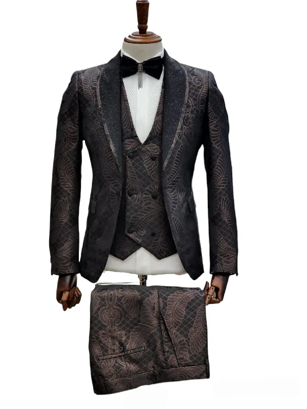Smart Casual Giovanni Testi 1 Button 3pc Shawl Lapel Tuxedo GT1ST-1357 BRONZE