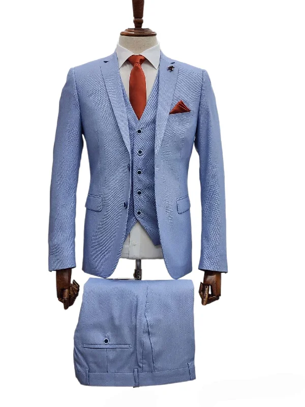 Giovanni Testi 2 Button 3Pc Slim Fit Suit GT2+V-H5130 L.BLUE